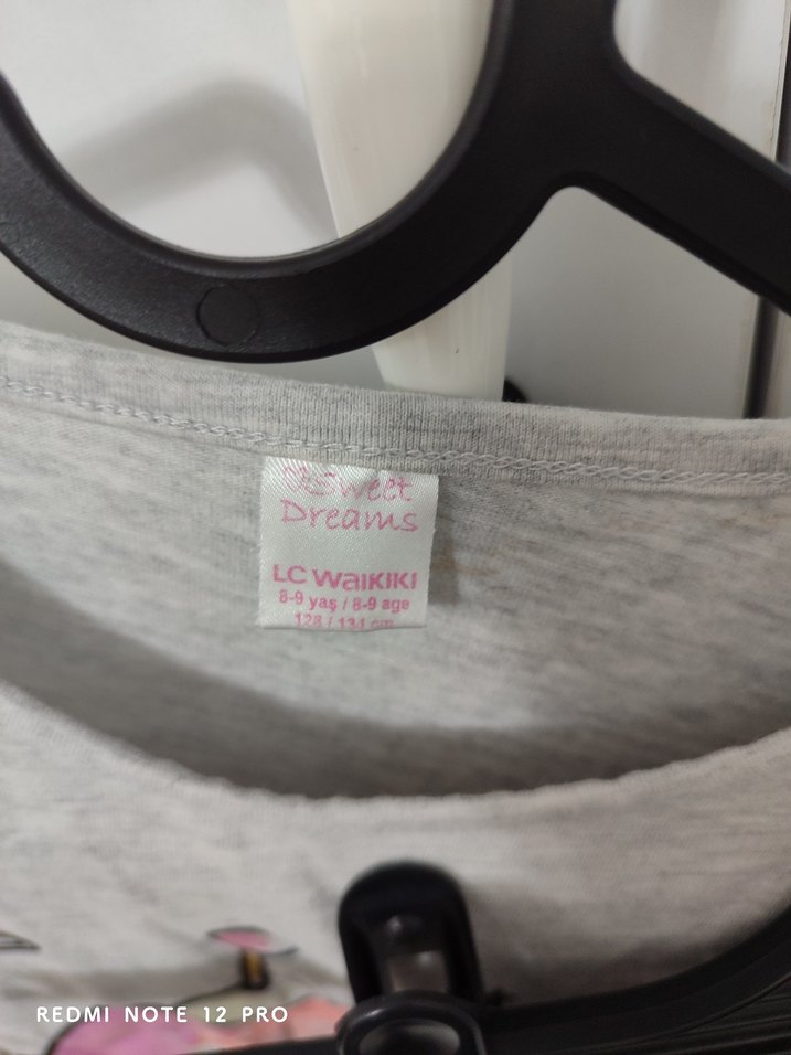 Kız Çocuk Gri Baskılı Pamuklu Pijama Takımı - Görsel 4