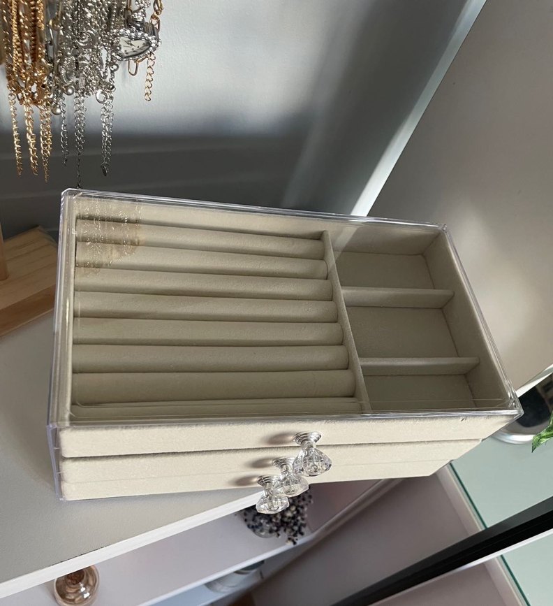 3 Çekmeceli Bej Renk Takı Kutusu - Görsel 4