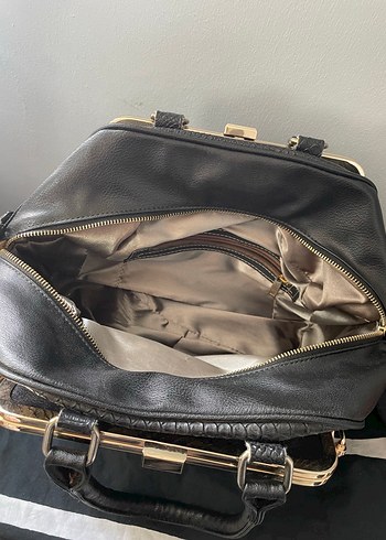 Vintage Siyah Yılan Derisi Desenli Çanta - Görsel 7