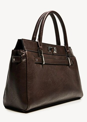 Bershka Kahverengi Deri Tokalı Kadın Çanta - Görsel 6