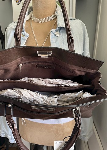 Bershka Kahverengi Deri Tokalı Kadın Çanta - Görsel 4