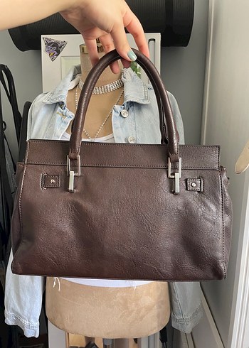 Bershka Kahverengi Deri Tokalı Kadın Çanta - Görsel 2