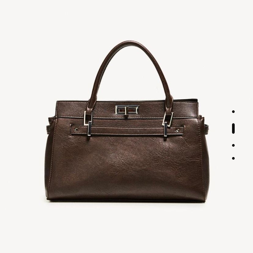 Bershka Kahverengi Deri Tokalı Kadın Çanta - Görsel 5