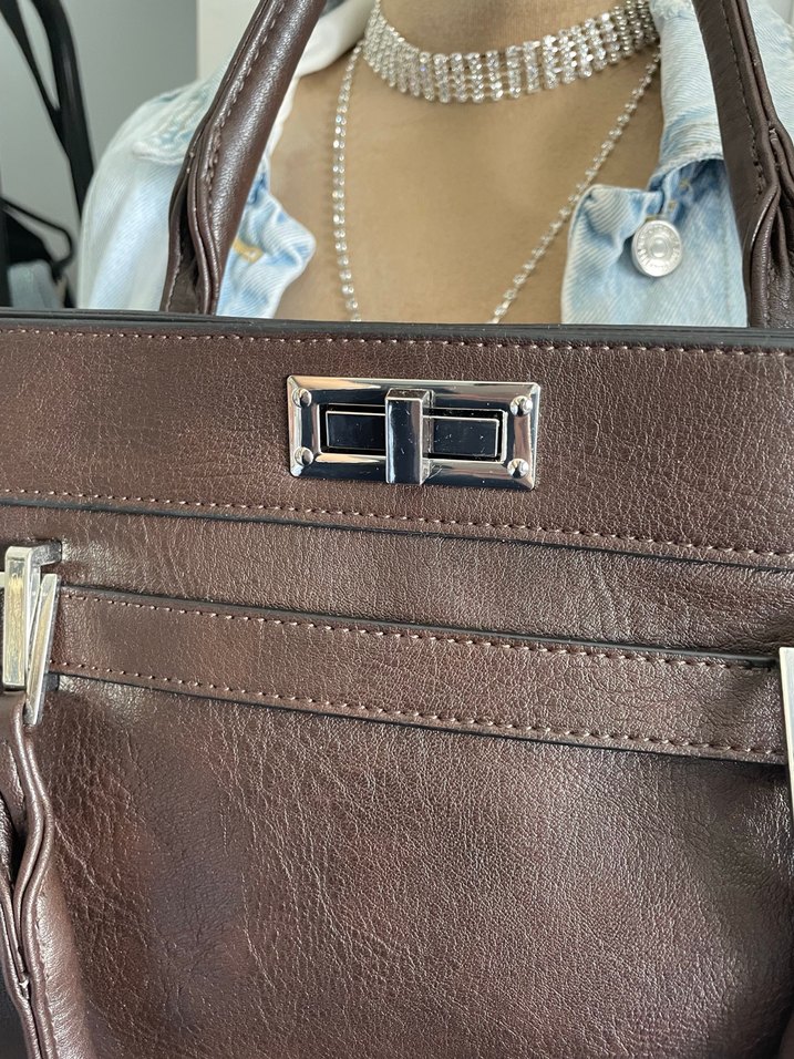 Bershka Kahverengi Deri Tokalı Kadın Çanta - Görsel 3