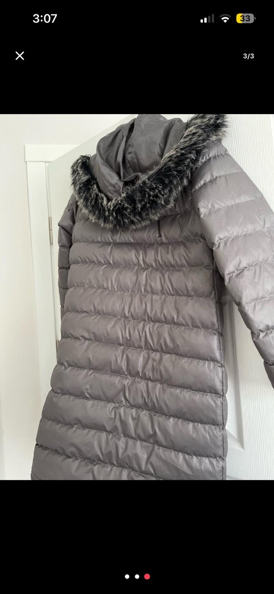 Kadın Gri Uzun Kürklü Kışlık Mont - Görsel 2