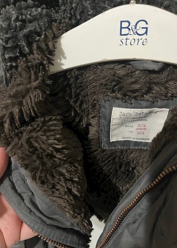 Zara Erkek Çocuk Gri Kürklü Street Wear Mont - Görsel 4