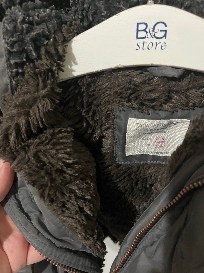 Zara Erkek Çocuk Gri Kürklü Street Wear Mont - Görsel 4