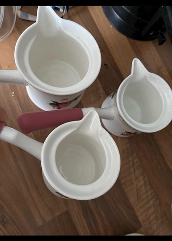 Çiçek Desenli 3'lü porselen Cezve Seti - Görsel 2