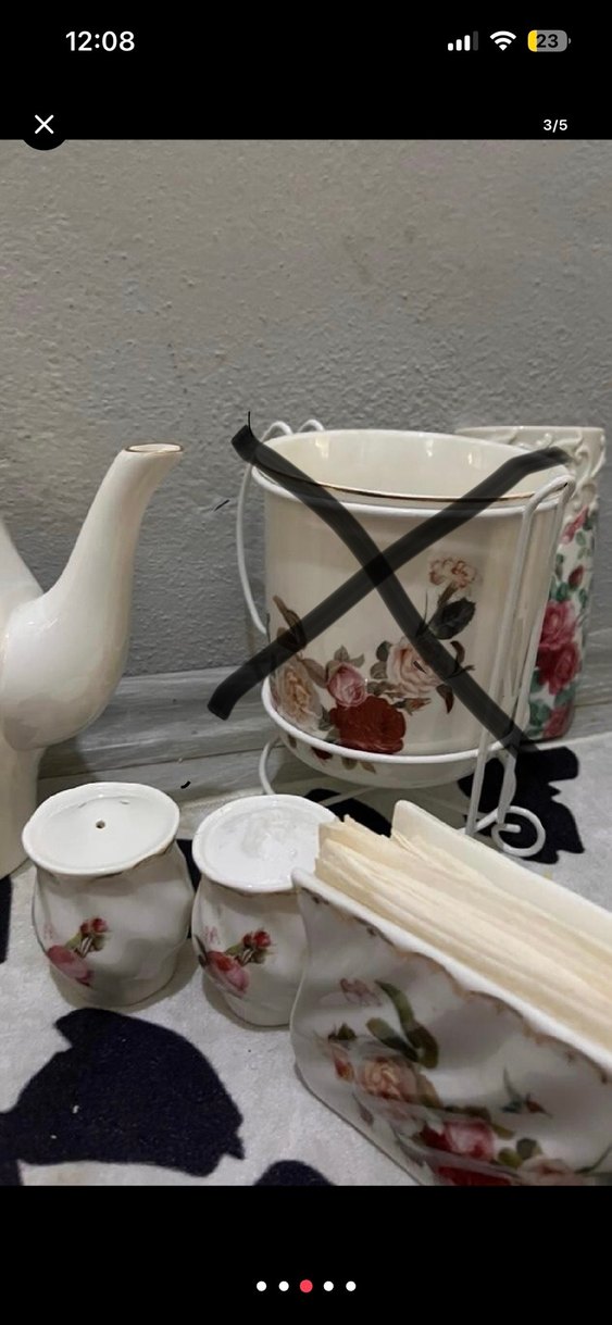 Beyaz Çiçek Desenli Porselen Çaydanlık Seti - Görsel 4