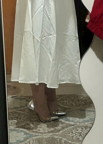 Gri Metal Topuklu Kadın Ayakkabı - Görsel 3