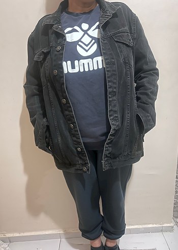 Düğmeli füme Kadın Denim Ceket - Görsel 2