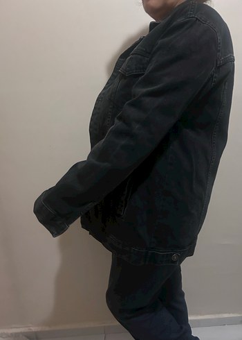 Düğmeli füme Kadın Denim Ceket - Görsel 3