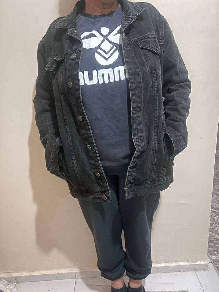 Düğmeli füme Kadın Denim Ceket - Görsel 2