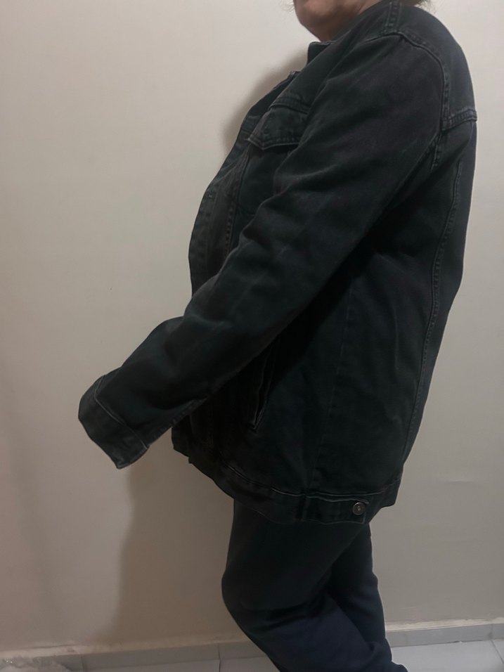 Düğmeli füme Kadın Denim Ceket - Görsel 3