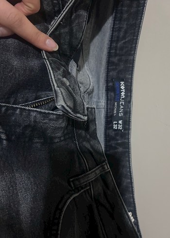 Gri Düğmeli erkek Kot Pantolon - Görsel 2