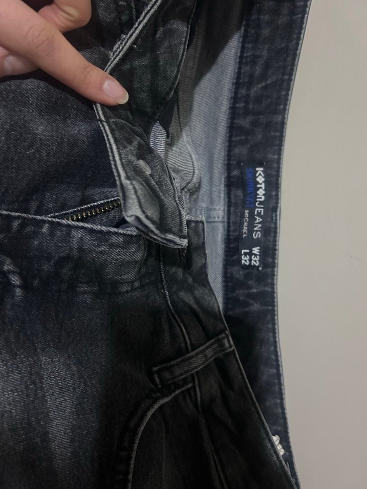 Gri Düğmeli erkek Kot Pantolon - Görsel 2