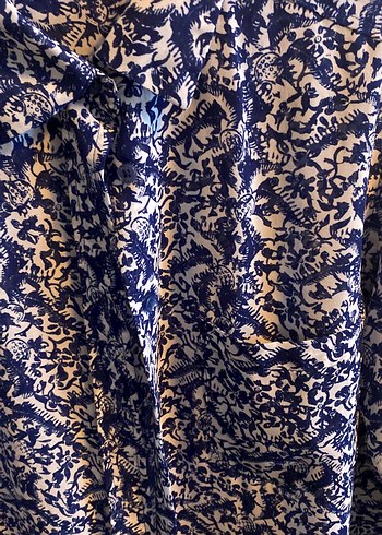 Mavi Desenli Uzun Kollu Bohem Gömlek - Görsel 4