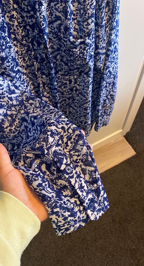 Mavi Desenli Uzun Kollu Bohem Gömlek - Görsel 3