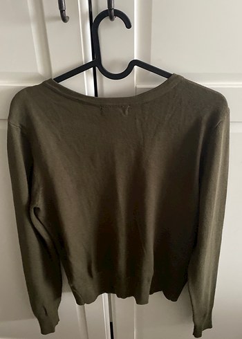 Düğmeli Uzun Kollu yeşil  Hırka - Görsel 2