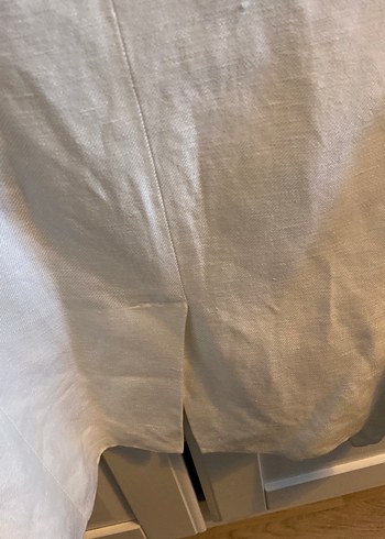 Düz Beyaz Keten Kolsuz Midi Yelek - Görsel 3