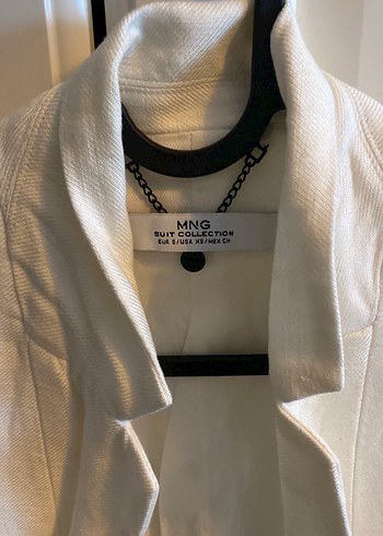 Düz Beyaz Keten Kolsuz Midi Yelek - Görsel 4