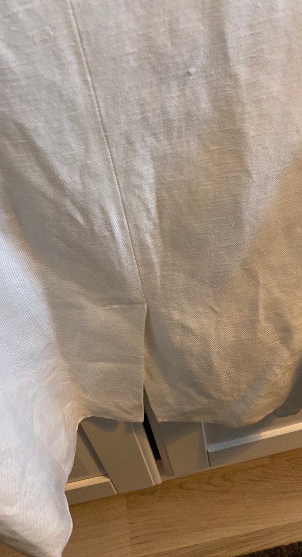 Düz Beyaz Keten Kolsuz Midi Yelek - Görsel 3