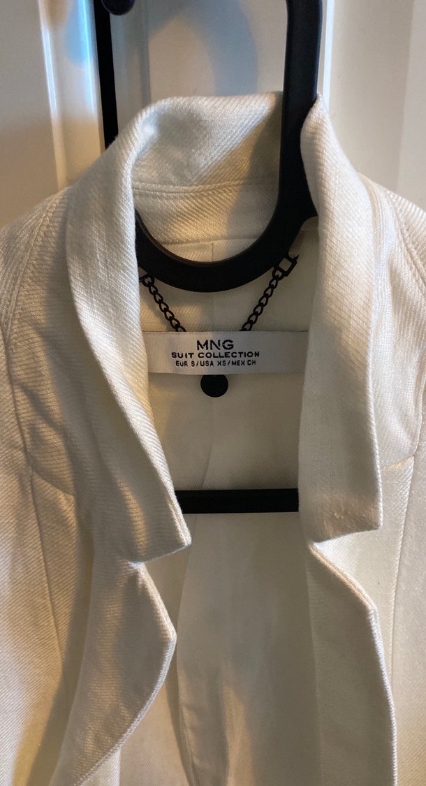 Düz Beyaz Keten Kolsuz Midi Yelek - Görsel 4