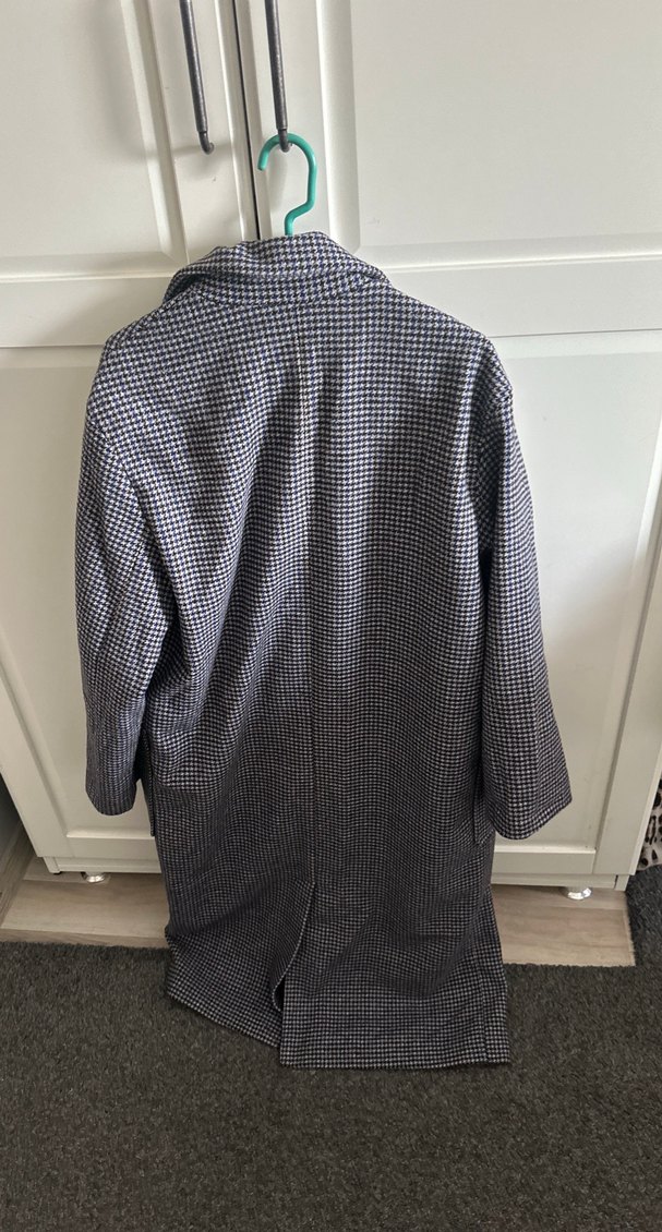 Düğmeli Gri siyah mavi desenli Kaban - Görsel 2