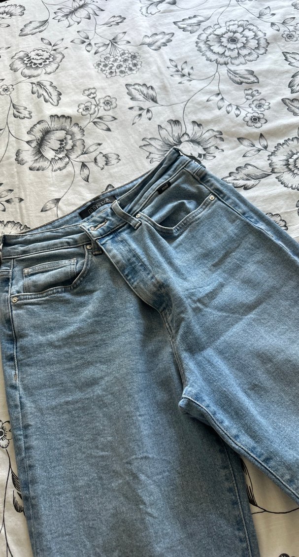 Açık mavi Rahat Kesim Kadın İspanyol paça Kot Pantolon - Görsel 2