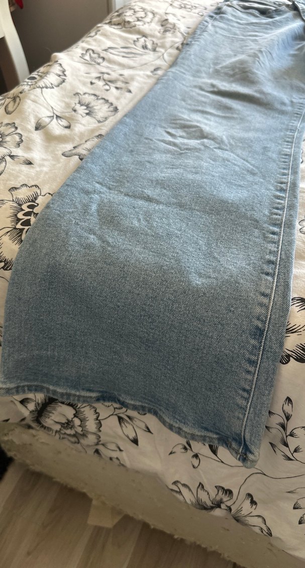 Açık mavi Rahat Kesim Kadın İspanyol paça Kot Pantolon - Görsel 3