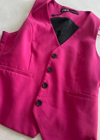 Pembe Düğmeli Kadın Takım Elbise - Görsel 3