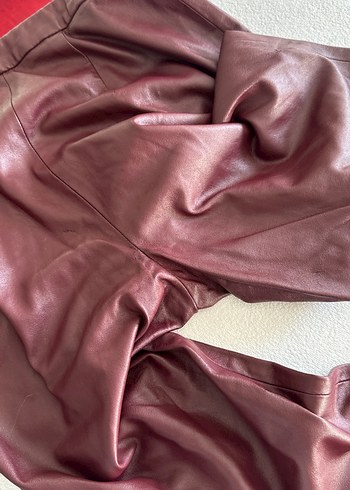 Bordo Deri Düğmeli Kolsuz Takım - Görsel 8