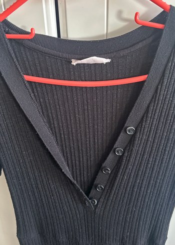 Düğmeli Siyah Kadın Uzun Tulum - Görsel 2