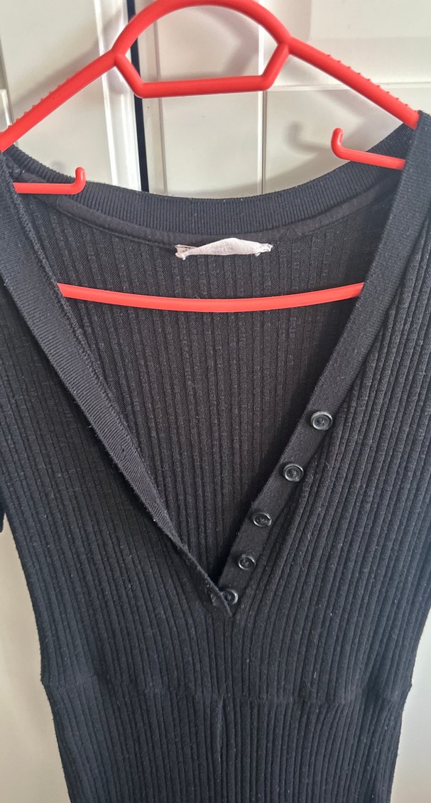 Düğmeli Siyah Kadın Uzun Tulum - Görsel 2