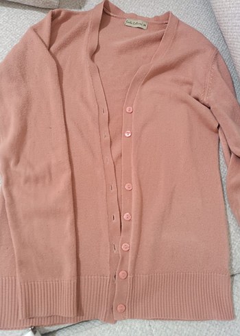 Düğmeli Pudra Kadın Hırka - Görsel 2