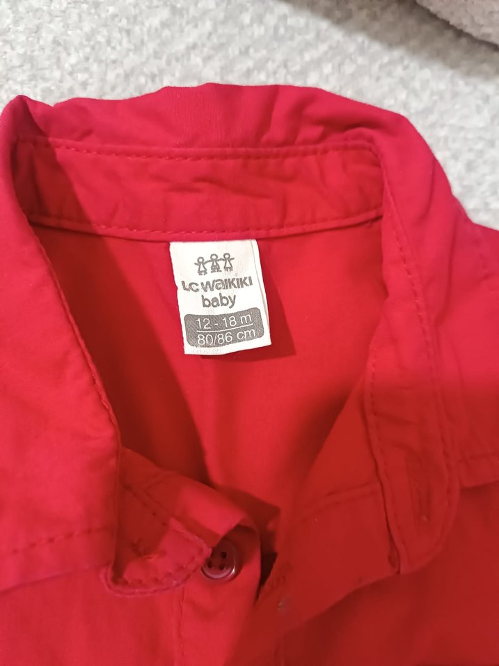 Kırmızı, Kısa Kollu  Bebek Gömlek - Görsel 3