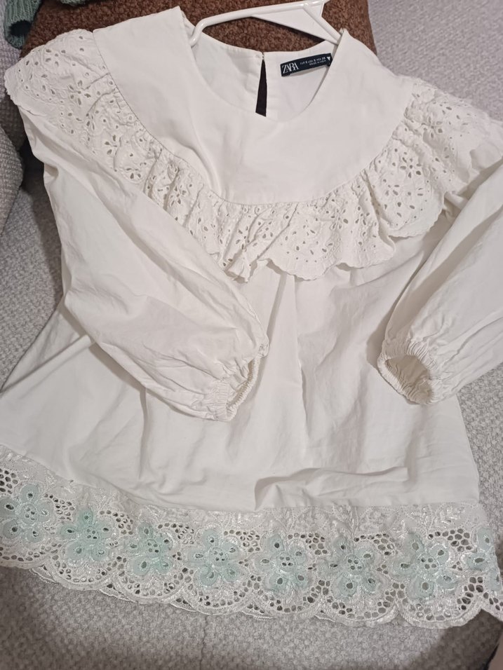 Beyaz Fırfırlı Nakışlı Bohem Kadın Bluz - Görsel 3