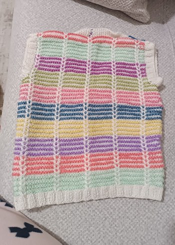 Renkli Örgü Kız Çocuk Kolsuz Hırka - Görsel 2