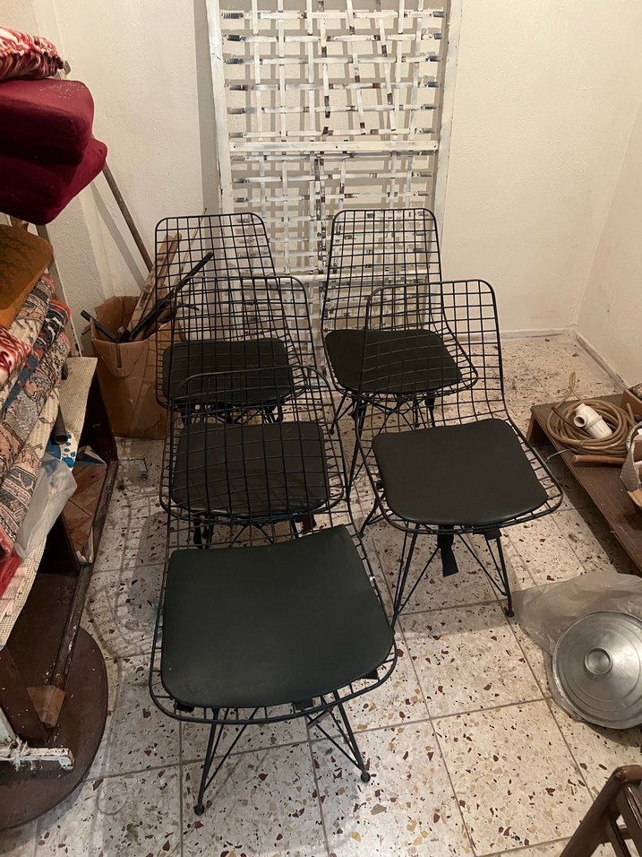 Siyah Metal Tel Sandalyeler Seti - Görsel 2