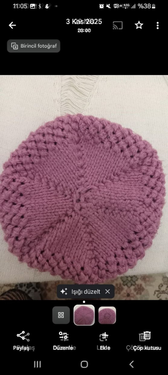 Pembe Örgü Kadın Bere - Görsel 2