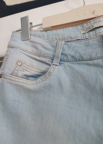 Bej Renkli Kadın Denim Mini Şort - Görsel 6