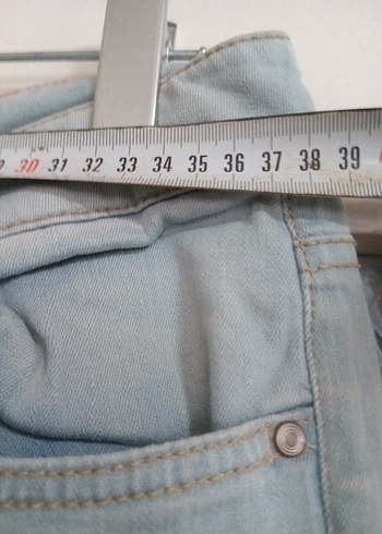 Bej Renkli Kadın Denim Mini Şort - Görsel 2