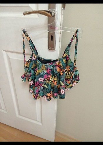 Çiçekli Volanlı Mini Bohem Plaj Üstü - Görsel 2