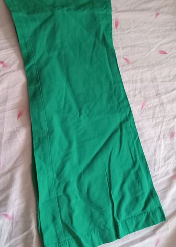 Düz Yeşil Midi Kadın Kumaş Pantolon