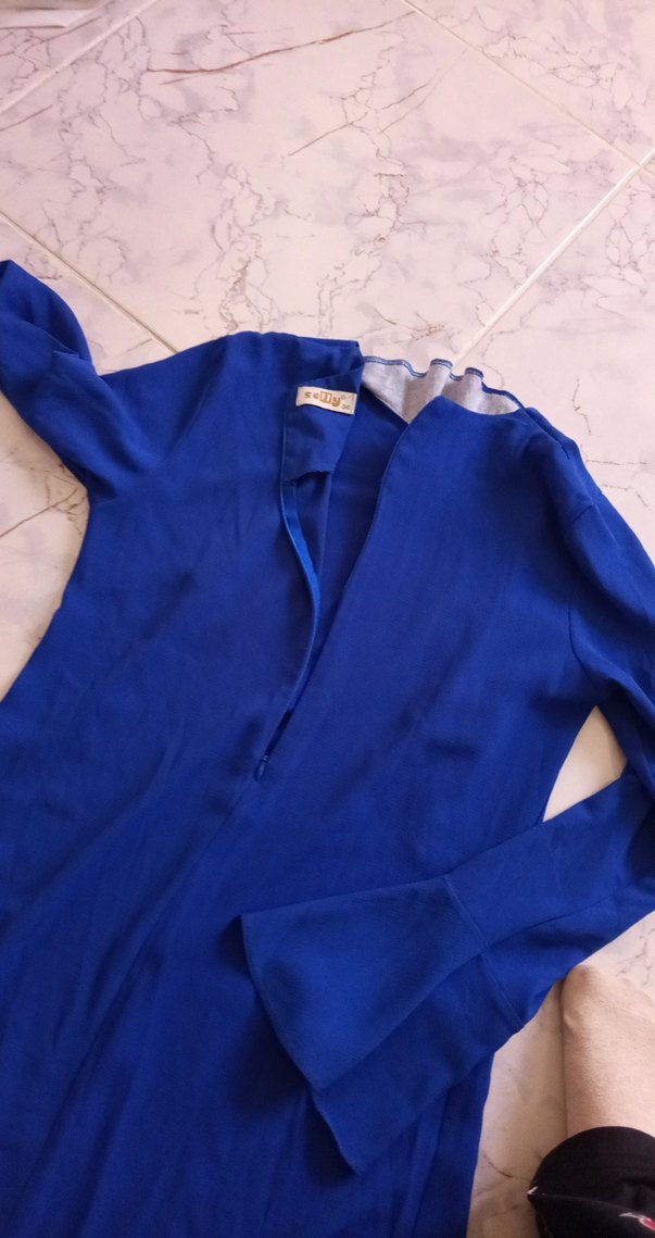 Mavi Uzun Kollu Salaş Hamile Tunik - Görsel 4