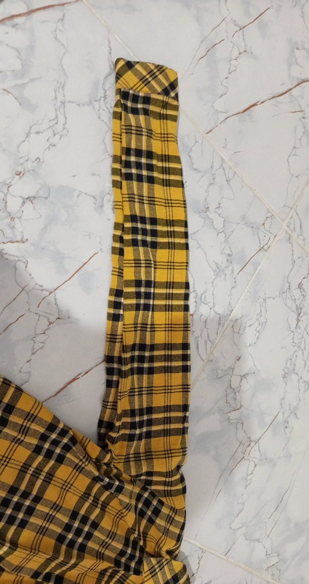 Sarı Ekose Desenli Kadın Kısa Kollu Gömlek - Görsel 2