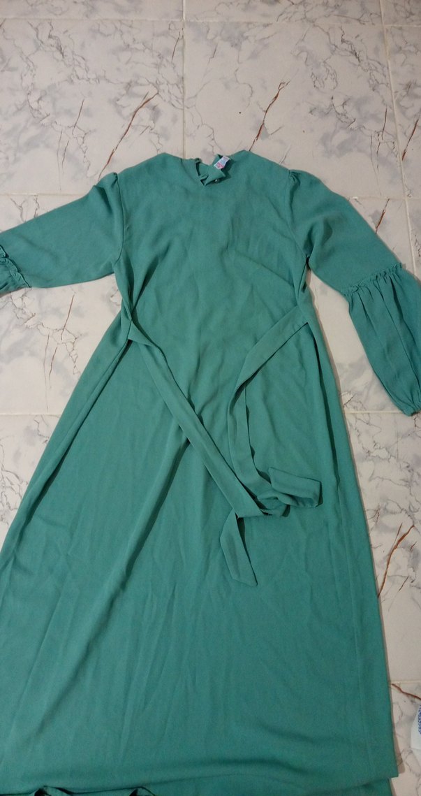 Bohem Tarz Uzun Turkuaz Elbise - Görsel 2