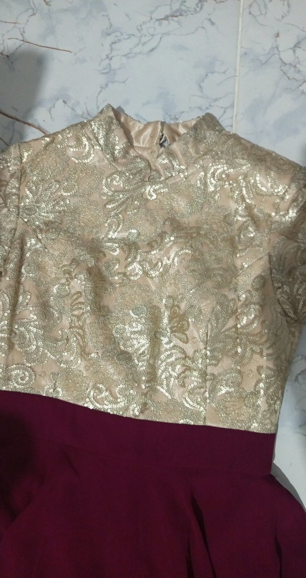 Bordo Drapeli Uzun Hamile Etek - Görsel 2