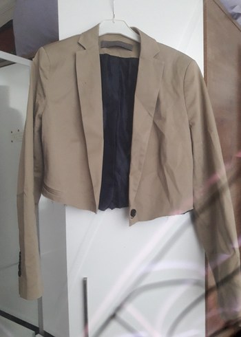 Bej Düğmeli Kadın Blazer Ceket
