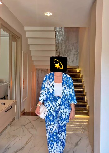 Diğer Mavi Bağlamalı Bohem Kadın Tulum
